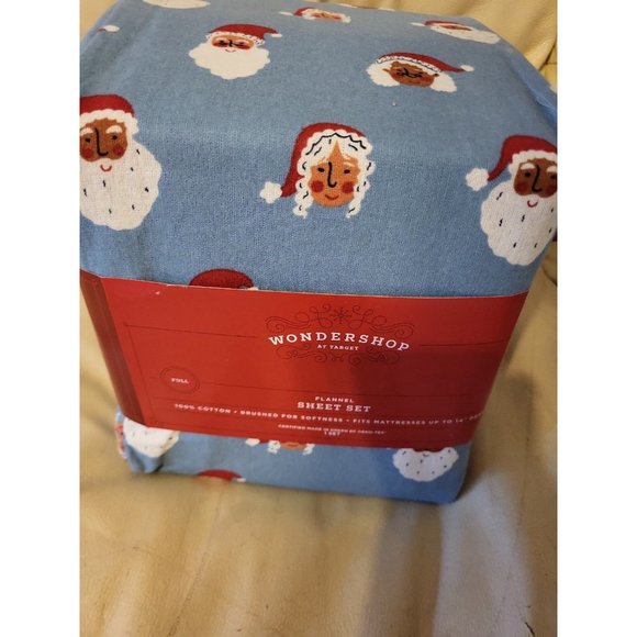 Wondershop Holiday Santa Flannel Sheet Set Full - Picture 10 of 10